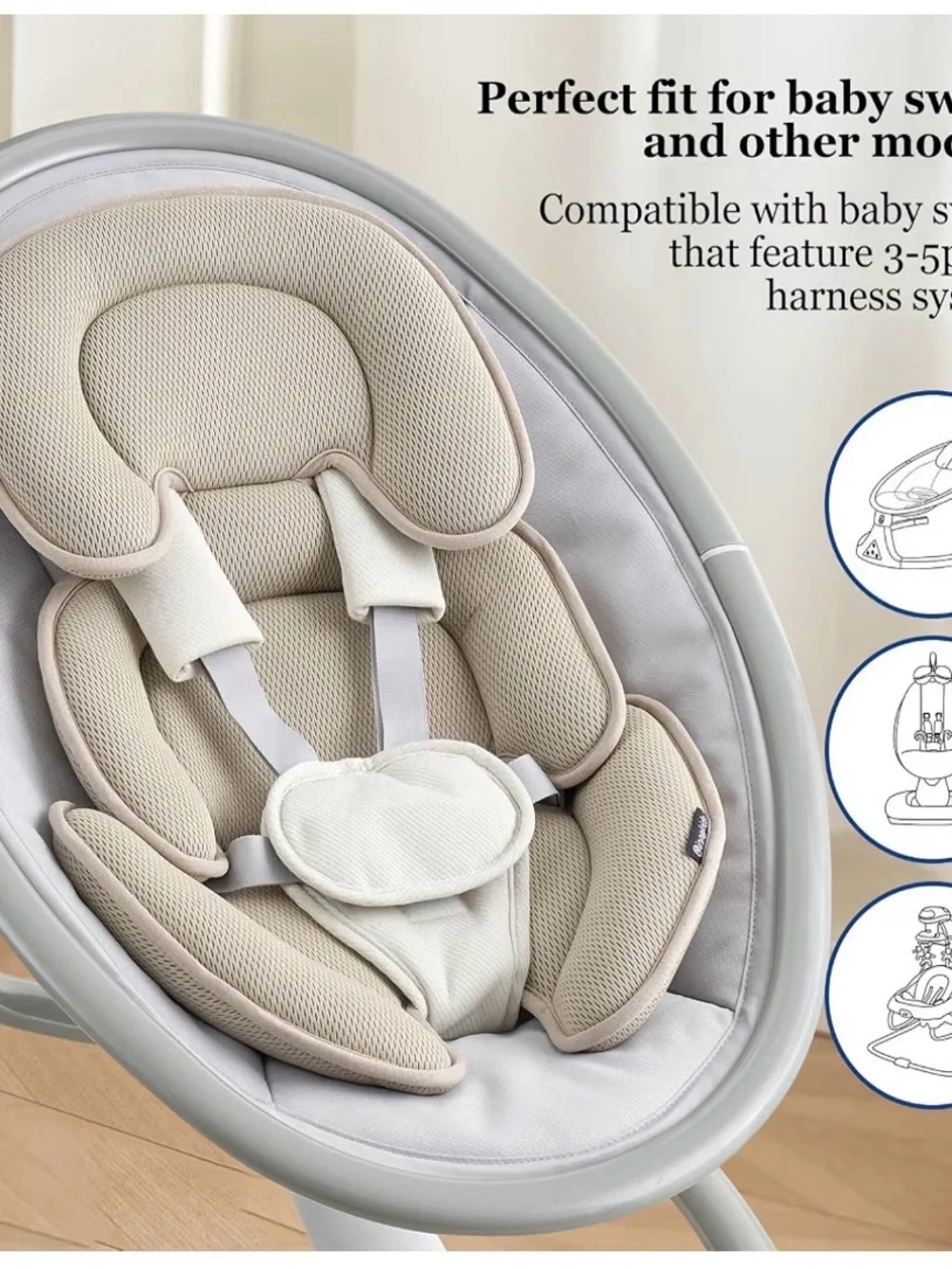 Infant Car Seat Liner - Breathable Beige Mesh